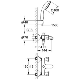 GROHE Costa Wannenbatterie mit Brausegarnitur