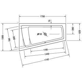 Duravit Paiova Whirlwanne 170 x 100 cm mit Combi-System E, Ecke links, Rückenschräge links