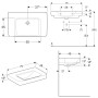 Geberit Renova Plan Waschtisch 75 cm mit Ablagefläche, ohne Hahnloch, ohne Überlauf