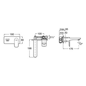 Miscelatore per lavabo a parete Roca Cala Proiezione 17,6 cm