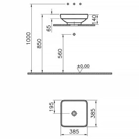 Vasque à poser ou à encastrer VitrA Water Jewels 38,5 x 38,5 cm