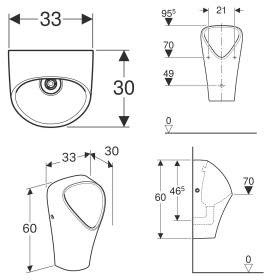 Geberit Urinal Narva, wasserlos, Abgang nach hinten