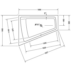 Duravit Paiova Whirlwanne 180 x 140 cm mit Combi-System E, Rückenschräge links