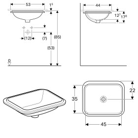 Geberit VariForm Unterbauwaschtisch 53 x 44 cm, rechteckig