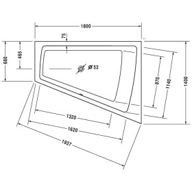 Duravit Paiova Whirlwanne 180 x 140 cm mit Jet System, Rückenschräge rechts