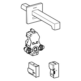 Geberit Brenta Waschtischarmatur Wandmontage, Netzbetrieb, für UP-Funktionsbox