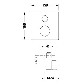 Ensemble de robinetterie thermostatique encastrée Duravit, thermostat, 1 consommateur, carré