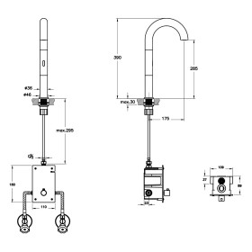 Miscelatore senza contatto per lavabo VitrA Liquid 39 cm, alimentato a batteria