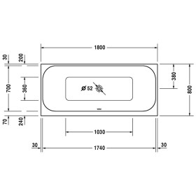 Duravit Happy D2 Rechteck Whirlwanne 180 x 80 cm mit Combi-System E, zwei Rückenschrägen