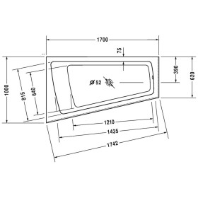 Duravit Paiova Whirlwanne 170 x 100 cm mit Combi-System E, Rückenschräge links