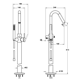 VitrA Origin Einhebel-Wannenfüll- und Brausearmatur, Bodenmontage