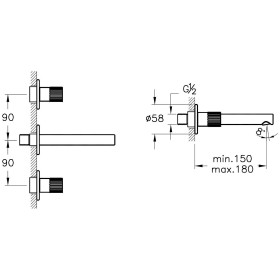 Rubinetto per lavabo a due maniglie VitrA Origin, incasso