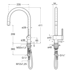 Robinet de cuisine monocommande Roca Ona