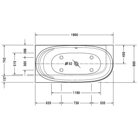 Duravit Cape Cod Whirlwanne Ecke links 190 x 90 cm mit Air-System