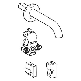 Robinet de lavabo mural Geberit Piave, alimentation secteur, pour boîtier de fonction UP