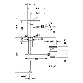 Duravit Manhattan Einhebel-Bidetmischer mit Zugstangen-Ablaufgarnitur