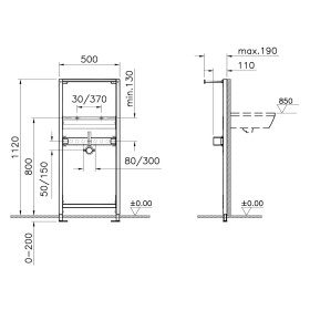 VitrA V-Fix Rahmen für Trockenbauinstallation von Waschtischen, Höhe 112 cm