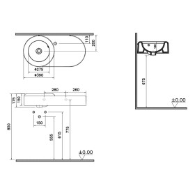 Vasque VitrA Liquid 80 cm, asymétrique