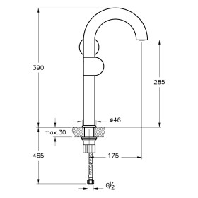 Miscelatore monocomando per lavabo VitrA Liquid 39 cm, versione per destri