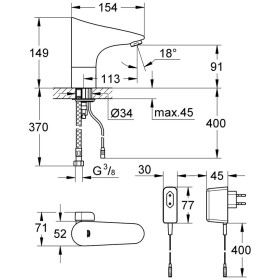 Rubinetto per lavabo GROHE Europlus E con dispositivo di miscelazione e trasformatore spina