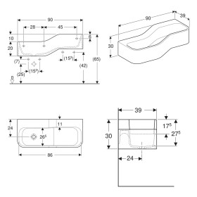 Geberit Bambini Spiel- und Waschlandschaft, 2 Waschplätze, tieferes Becken links