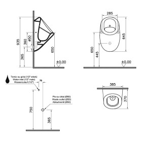 VitrA Liquid Urinal integrierte Touch Free-Spülsteuerung, Batteriebetrieb