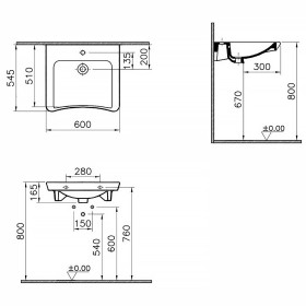 Vasque VitrA Conforma 60 x 54,5/51 cm sans trou de trop-plein ni de robinet
