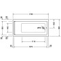 Duravit Starck Rechteck Whirlwanne 170 x 80 cm mit Combi-System E, einer Rückenschräge