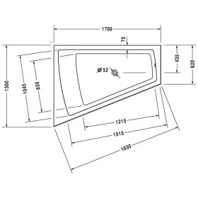 Duravit Paiova Whirlwanne 170 x 130 cm mit Combi-System E, Rückenschräge links