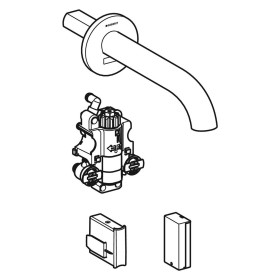 Geberit Piave Waschtischarmatur Wandmontage, Batteriebetrieb, für UP-Funktionsbox