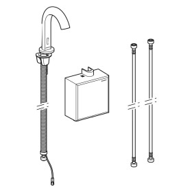 Rubinetteria per lavabo Geberit Piave a montaggio a pavimento, alimentata a batteria, con scatola funzionale AP
