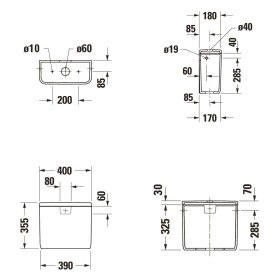 Serbatoio di scarico Duravit Qatego per collegamento a sinistra o a destra, per scarico da 6/3 l