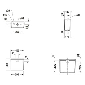 Sciacquone Duravit Qatego per collegamento in basso a sinistra, per scarico 4,5/3 l
