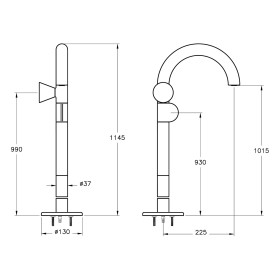 Miscelatore monocomando da lavabo a pavimento VitrA Liquid, maniglia a sinistra