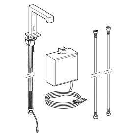 Rubinetto per lavabo Geberit Brenta, montaggio a pavimento, alimentazione di rete, con scatola funzionale AP