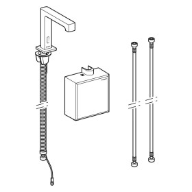 Rubinetto per lavabo Geberit Brenta a montaggio a pavimento, alimentato a batteria, con scatola funzionale AP
