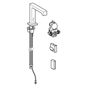 Robinetterie de lavabo Geberit Brenta, montage sur pied, alimentation par batterie, pour boîte de fonction UP