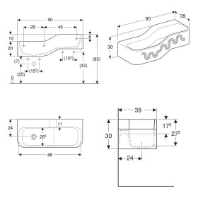 Geberit Bambini Spiel- und Waschlandschaft, 2 Waschplätze, tieferes Becken links