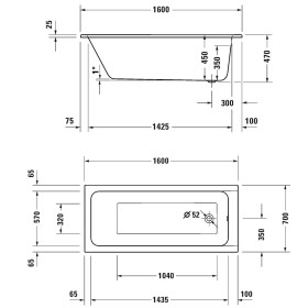 Duravit D-Code Rechteck Whirlwanne 160 x 70 cm mit Jet Project