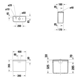 Serbatoio di scarico Duravit Qatego con HygieneGlace per collegamento in basso a sinistra, per scarico da 6/3 l