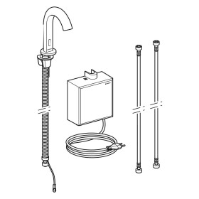 Rubinetto per lavabo Geberit Piave a montaggio a pavimento, alimentazione di rete, con scatola funzionale AP