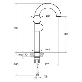 VitrA Liquid Einhebel-Waschtischmischer 39 cm, Linkshänder-Version