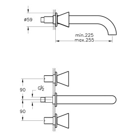 Rubinetto per lavabo a due maniglie VitrA Liquid 25,5 cm