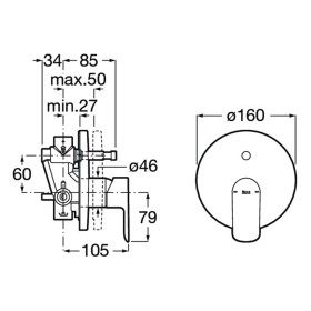 Roca Cala Einhebel-Wannenmischer Unterputz
