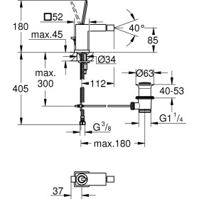 GROHE Eurocube Joy Einhand-Bidetbatterie DN 15 mit Ablaufgarnitur