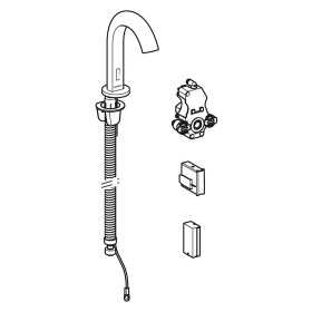 Rubinetto per lavabo Geberit Piave a montaggio a pavimento, alimentato a batteria, per scatola funzionale UP
