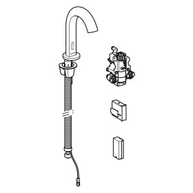 Robinet de lavabo Geberit Piave à montage sur pied, alimenté par batterie, pour boîte de fonction UP