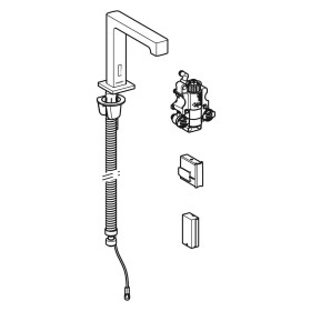 Robinetterie de lavabo Geberit Brenta, montage sur pied, fonctionnement sur batterie, avec boîtier de fonction AP