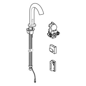 Robinetterie de lavabo Geberit Piave à montage sur pied, fonctionnement par générateur, pour boîte de fonction UP