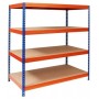 WEITSPANNREGAL 2000kg - 176cm hoch - 160cm breit - 60cm tief - 4 Ebene - Blau